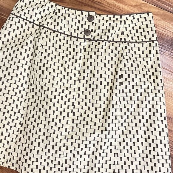 Nanette Lepore Brown Cream Geometric print Skirt 6 - Picture 4 of 6
